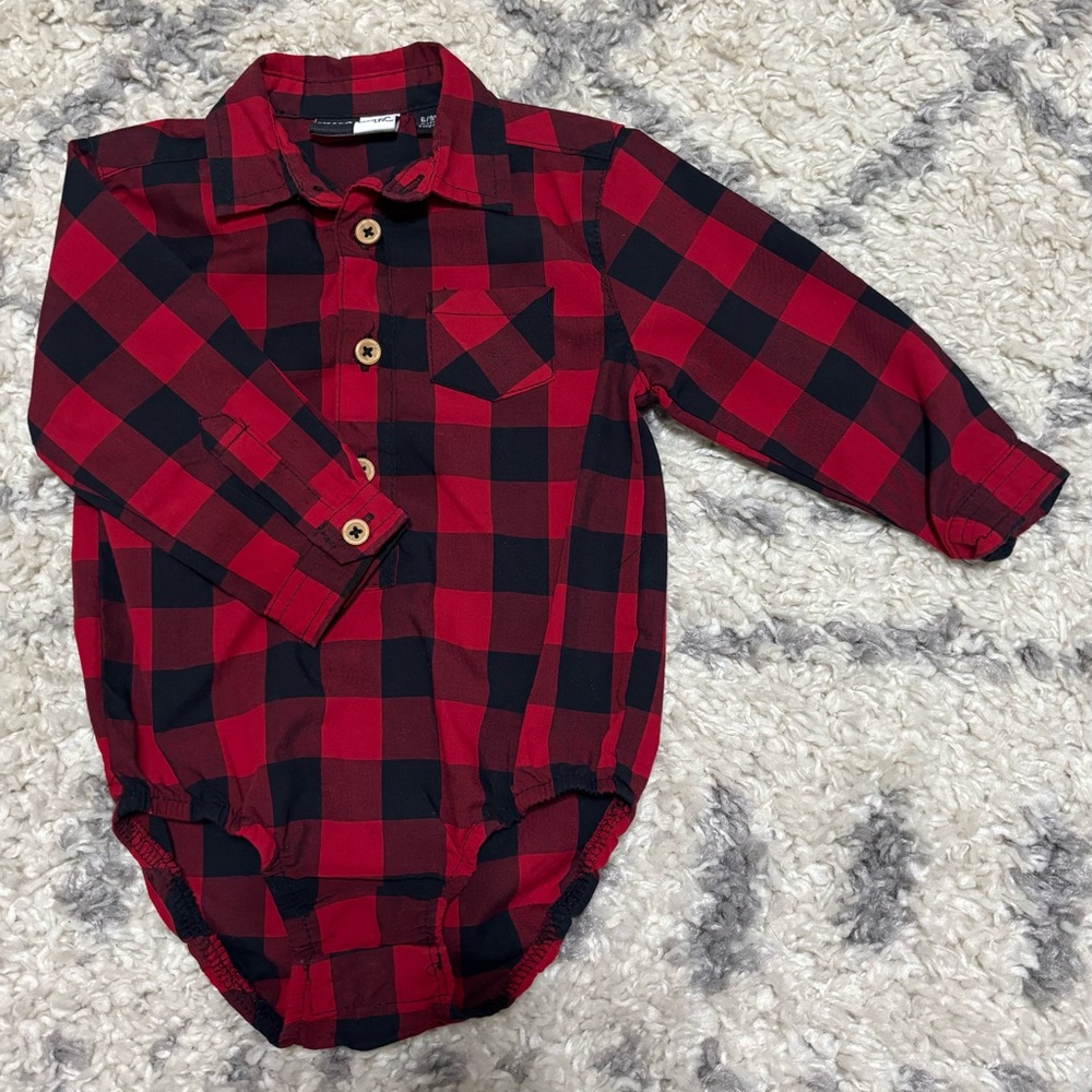 Red and Black Plaid Kids Bodysuit